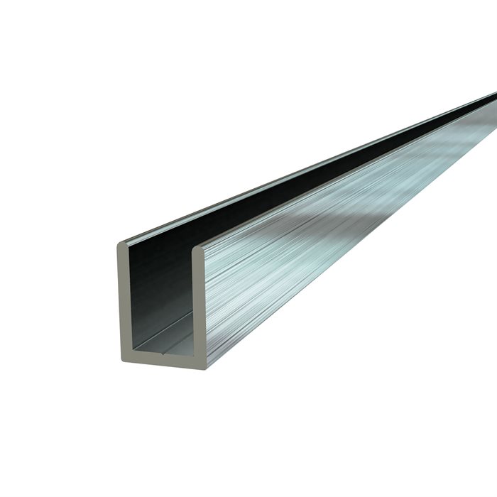 U-profil - Borstat stål finish, 3660 mm - 19,05x14,3x19,05x2 mm